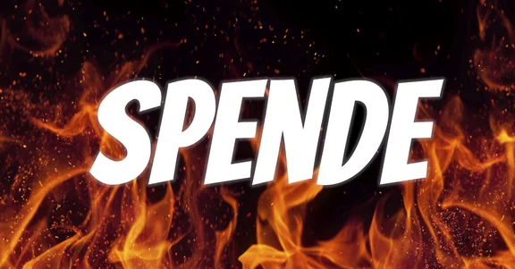 draw the word Spende in flames with a red background.png